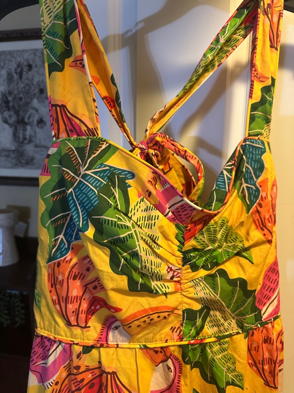 Farm Rio Bright Yellow eTropical Print Maxi Skirt